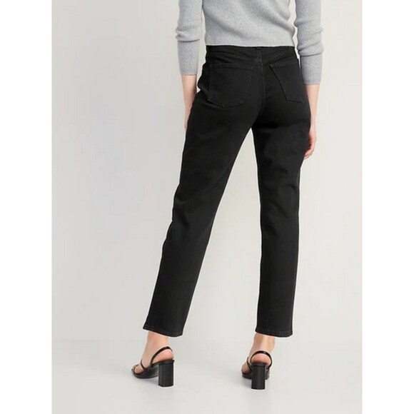 Black Denim Old Navy Extra High-Waisted Sky-Hi Straight Black Jeans (NWT) - Picture 2 of 4